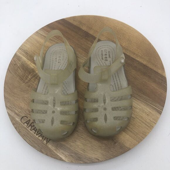 Crocs Isabella Sandals Shoes Toddler Girl 8C Gray Jelly Glitter Summer - Picture 3 of 9